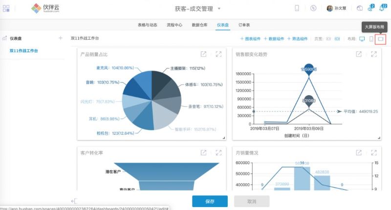 「伙伴云」双11电商企业如何利用伙伴云数据大屏功能？